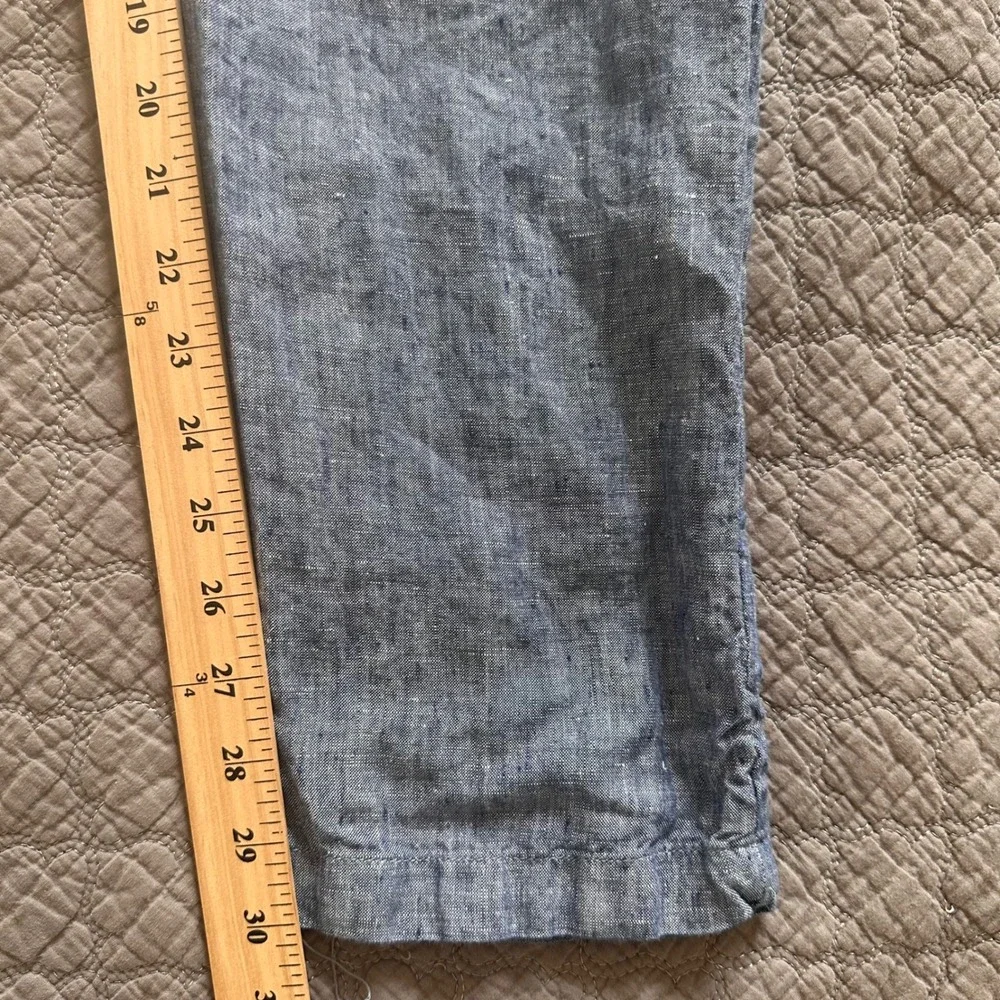 Men's Blue Linen-Blend Casual Trousers
